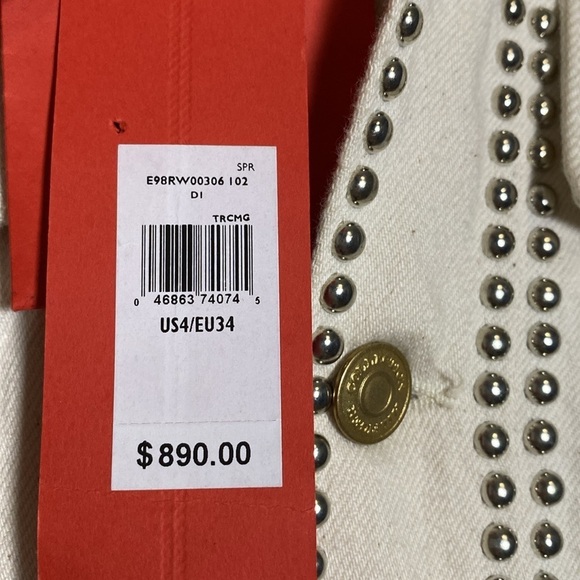 Hilfiger Collection Studded Jean Vest NWT Women 4 Ivory American Flag Embroidery - Picture 6 of 15